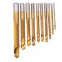 10pcs 3-13mm HSS Titanium Coated Twist Drill Bit Set Wood Metal Cutting Groove Drill Bit