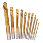 10pcs 3-13mm HSS Titanium Coated Twist Drill Bit Set Wood Metal Cutting Groove Drill Bit