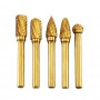 5pcs 6x10mm Tungsten Steel Grinding Head Drill Bit Titanium Coated Rotary Burrs Tool