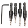 4pcs HSS Countersink Drill Bit Set 1/4 Hex Shank Quick Change #6 #8 #10 #12 Drill Bit Kit