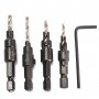 4pcs HSS Countersink Drill Bit Set 1/4 Hex Shank Quick Change #6 #8 #10 #12 Drill Bit Kit