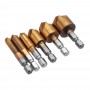 6pcs 6-19mm 82 Degree 5 Flute Titanium Chamfering Cutter Hex Shank Countersink Drill Bit