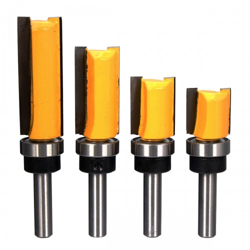 4pcs 8mm Shank Carbide Tipped Template Trim Router Bit Woodworking Cutter