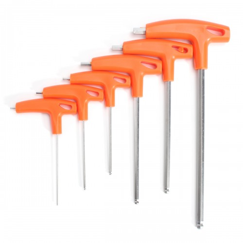 6Pcs T-Handle Ball Ended Hex Key Set Long Reach Allen Screwdriver Wrench Tool