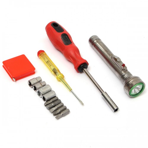 13Pcs Universal Assorted Tools Screwdriver Bit Band Tape Electric Flashlight Kit Household Composition Tool